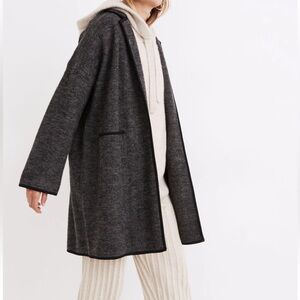 Madewell Sweater Coat Women's Medium Grey Herringbone Courton Boiled Wool